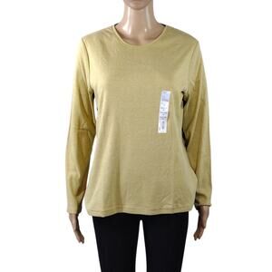 NWT Croft & Barrow Classic Stretch Cotton Golden Olive Yellow Long Sleeve Shirt